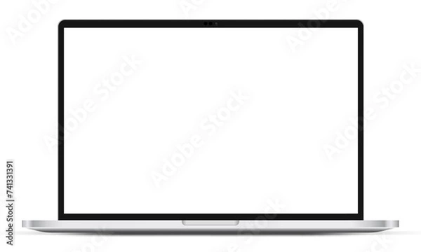 Fototapeta Modern laptop mockup front view on white background. Notebook mockup device mockup for ui ux app and website presentation Stock Vector.