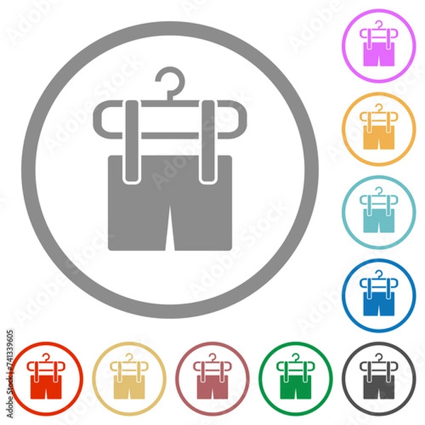 Obraz Shorts on the clothes dryer flat icons with outlines