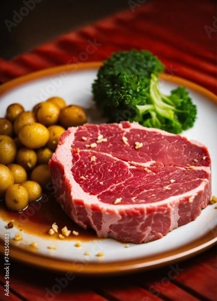 Obraz red meat with fresh vegetables