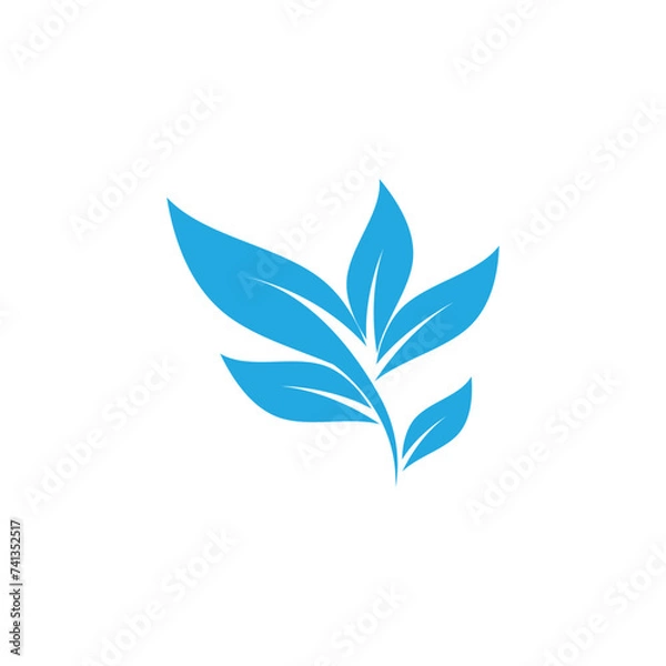Fototapeta Green leaf illustration nature logo flat design template