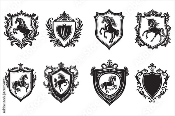 Fototapeta Heraldic shield. Vintage shield silhouette. Heraldic shield silhouette vector on a white background.