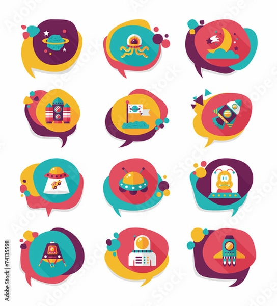 Fototapeta Space speech bubble flat design background set, eps10