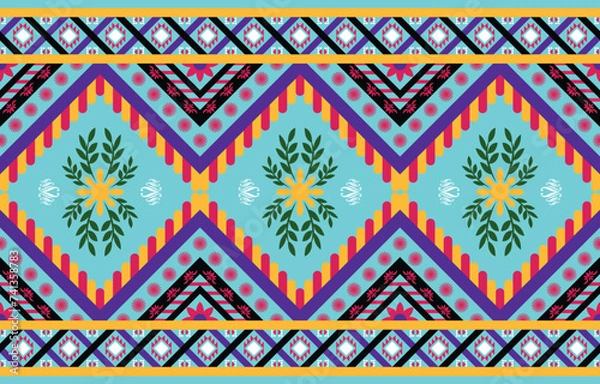 Fototapeta Ethnic Pattern. Ethnic India geometric pattern oriental style for tile and textile decoration.