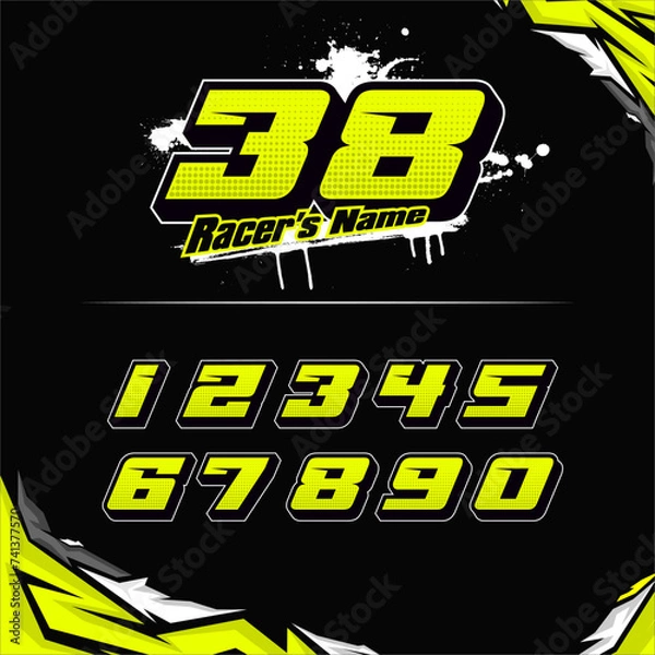 Fototapeta vector racing numbers for drag motorbikes and cars	