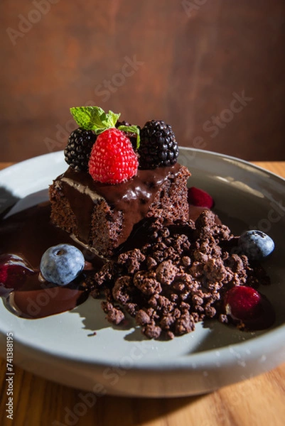 Obraz delicious brownie with fruits