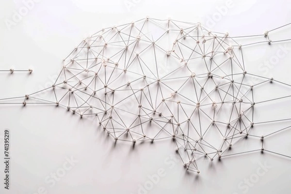 Fototapeta AI Brain Chip nanoindentation. Artificial Intelligence computational informatics mind random forest axon. Semiconductor vr circuit board silicon germanium
