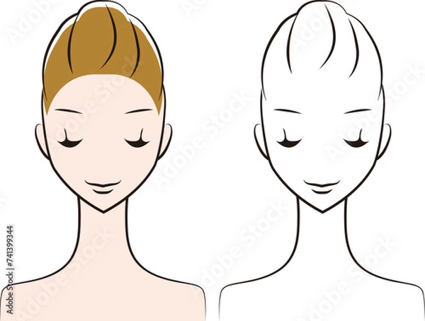 Obraz 若い女性の線画