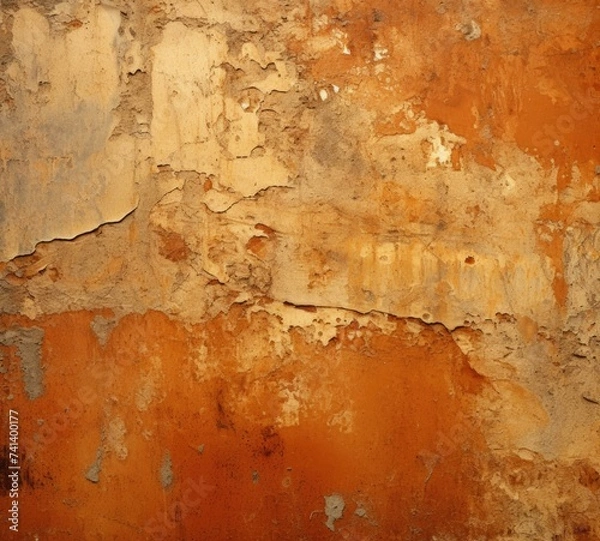 Fototapeta An old wall with peeling paint and peeling paint. Generative AI.