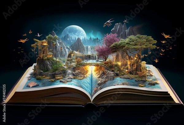 Fototapeta magic book with magic lights