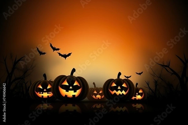 Fototapeta HAppy Halloween pumpkin pattern ai generated 