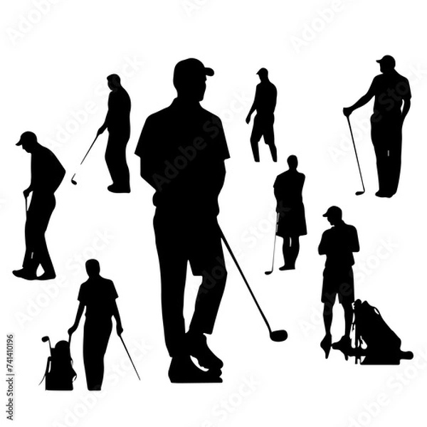 Fototapeta golf players silhouettes.