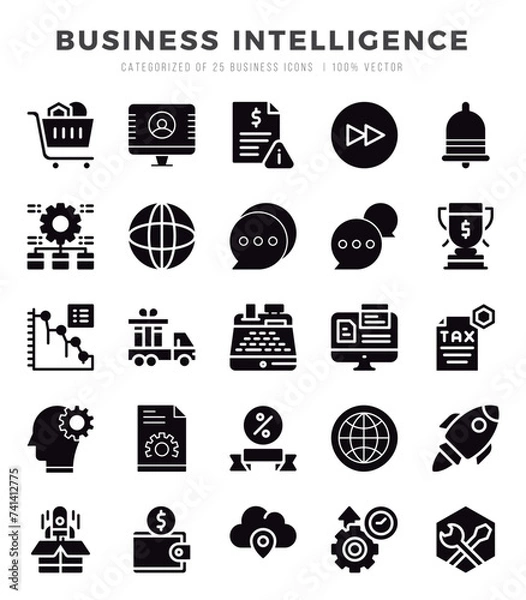Obraz Business Intelligence icon pack for your website. mobile. presentation. and logo design.