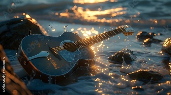Obraz Coastal Guitar Serenade by the Sea