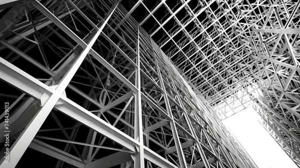 Fototapeta Monochrome Architectural Abstract Steel Framework Geometric Patterns