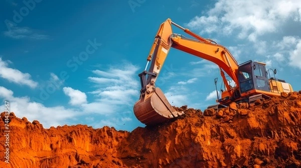 Fototapeta Mountain Excavator Earth-Moving Machinery Image
