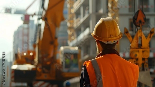 Obraz Construction Worker Crane Teamwork Precision Image