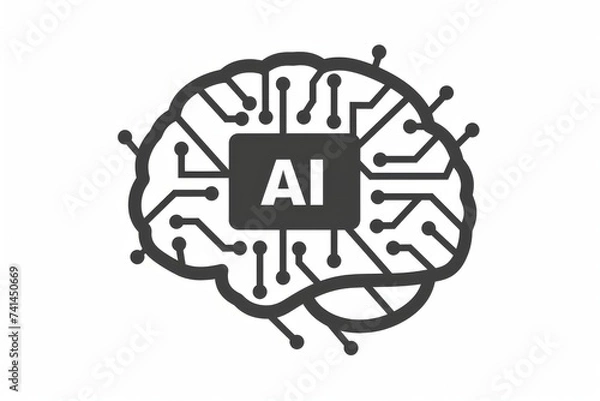 Fototapeta AI Brain Chip nanomaterials. Artificial Intelligence image analysis ct mind semiconductor equipment axon. Semiconductor quantum error correction circuit board ai ethics