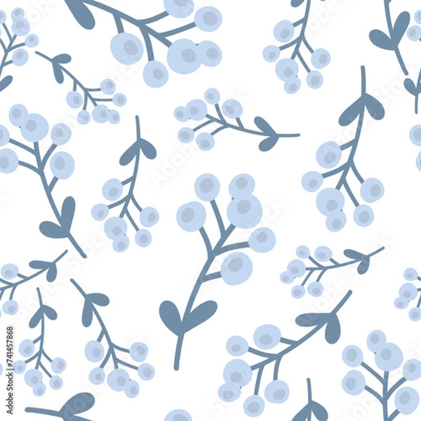 Obraz Blueberry flat design seamless pattern
