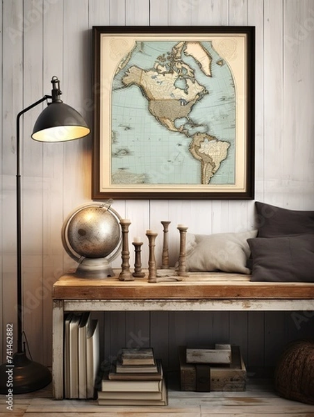 Fototapeta Coastal Nautical Chart: Vintage Map-Inspired Ocean Decor and Art Prints