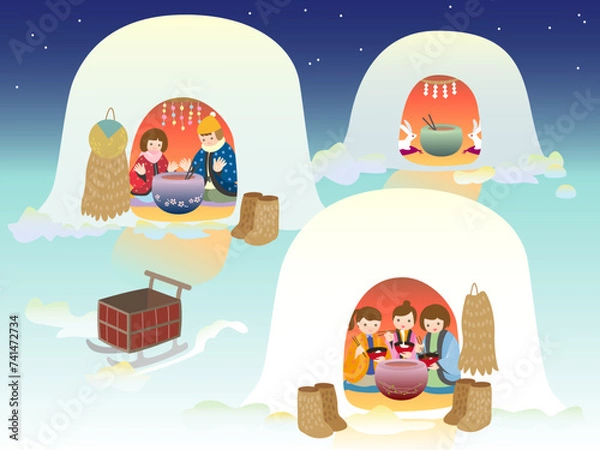 Obraz 夜のかまくらの風景