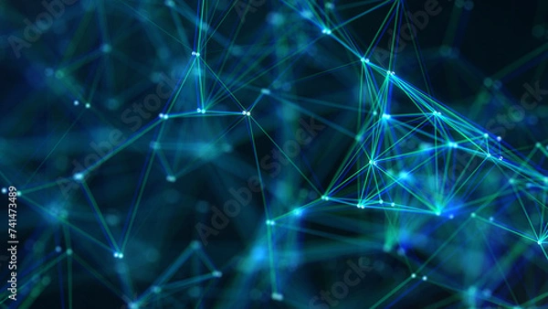 Fototapeta Abstract digital connection plexus lines glowy technology background.