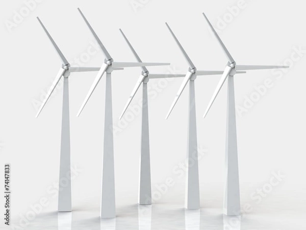 Fototapeta Wind turbines, 3d render