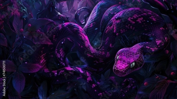 Obraz Purple snakes background, snake's skin texture backdrop