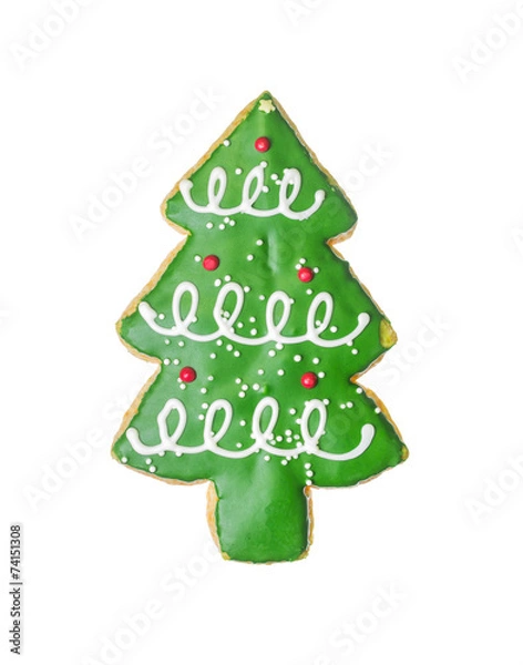 Fototapeta Christmas tree cookie isolated on white