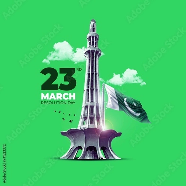 Fototapeta 23rd March Resolution Day. 3d rendering illustration.