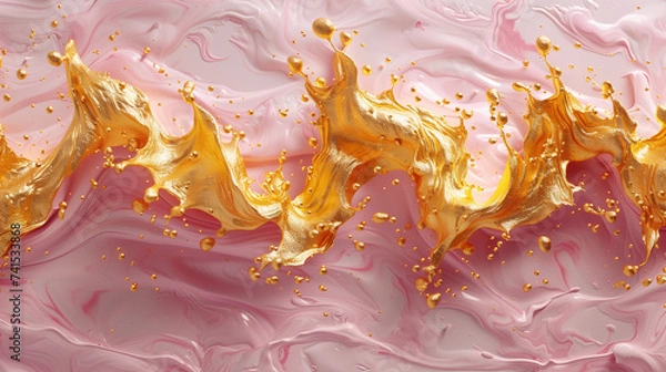 Fototapeta abstract liquid background in pink and gold colours