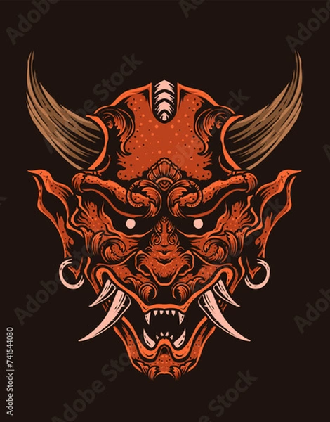 Obraz Isolated vector hannya mask, Traditional japanese demon mask - Vector illustration