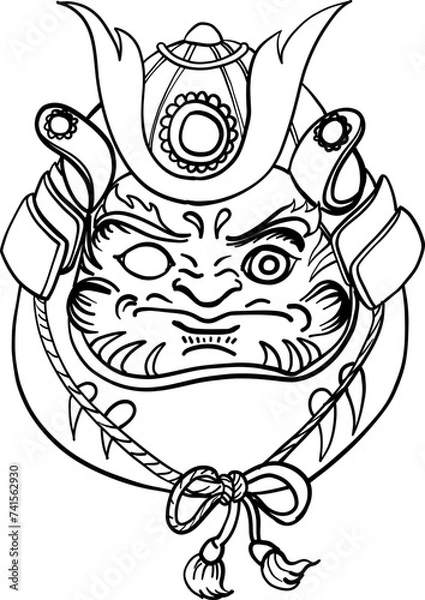 Fototapeta Japanese Daruma doll is a Lucky amulet and Symbol of Determination and Fortune. hand drawn and line art style. doodle art of daruma.outline and isolate.