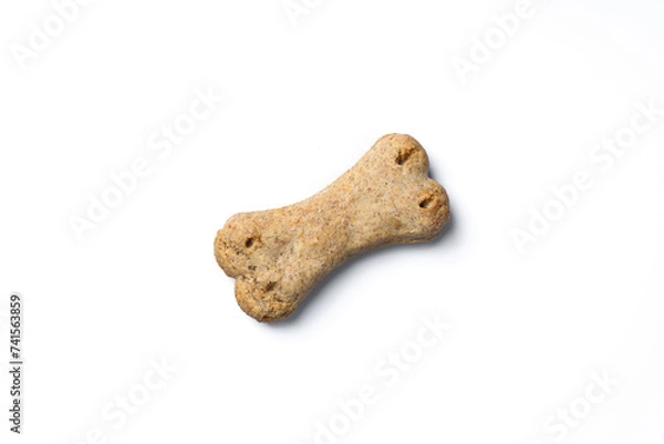 Fototapeta Top view of crunchy bone shaped dog biscuit set isolated on white background close up