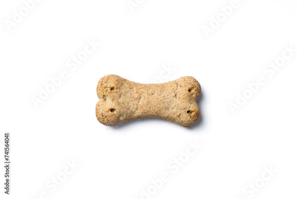 Fototapeta Top view of crunchy bone shaped dog biscuit set isolated on white background close up