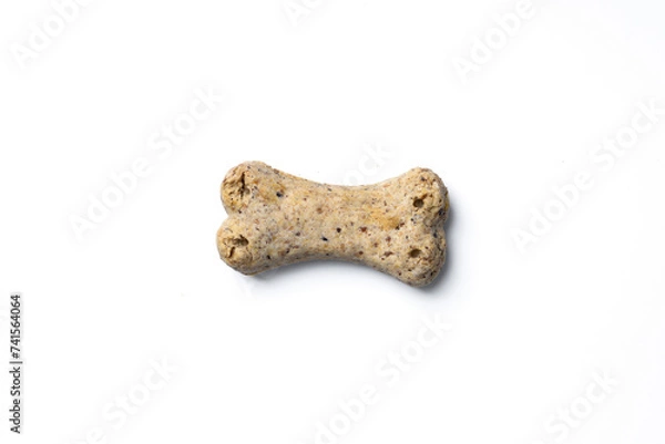 Fototapeta Top view of group of crunchy bone shaped dog biscuit set isolated on white background