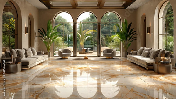 Fototapeta Luxury mansion with a Greek tone view from entrace