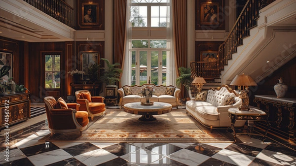 Obraz Luxury mansion with a Greek tone view from entrace