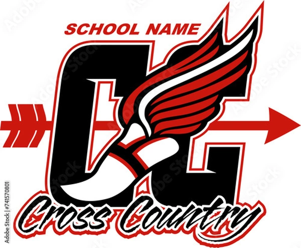 Fototapeta cross country team design with arrow for school, college or league sports