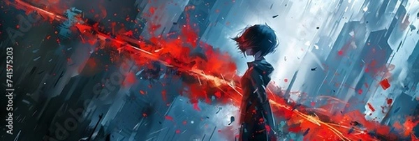 Obraz Abstract Anime background, manga style, LOFI, colorful wallpaper, poster cover