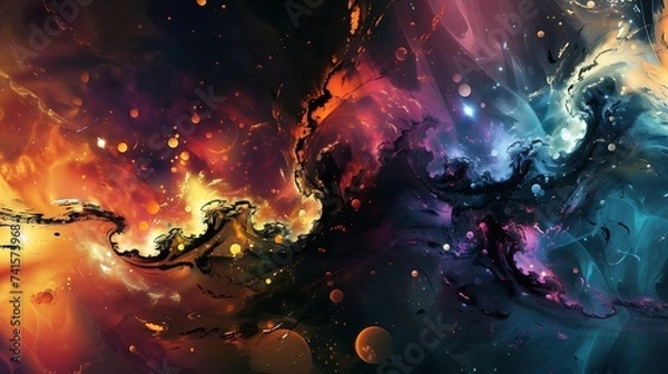 Fototapeta Abstract Anime background, manga style, LOFI, colorful wallpaper, poster cover