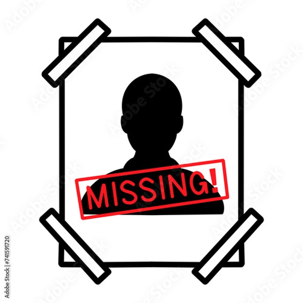 Fototapeta silhouette missing person with stamp. Icon outline