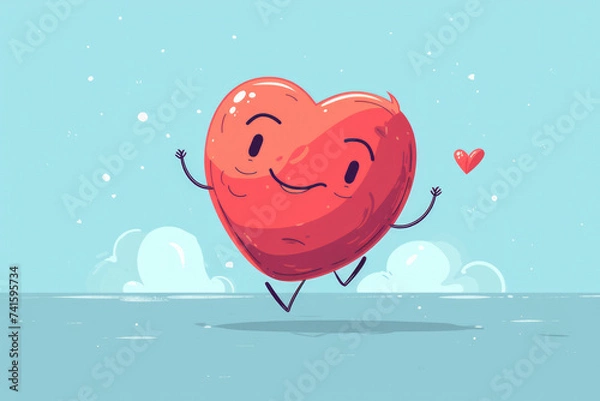Obraz Cartoon heart character running