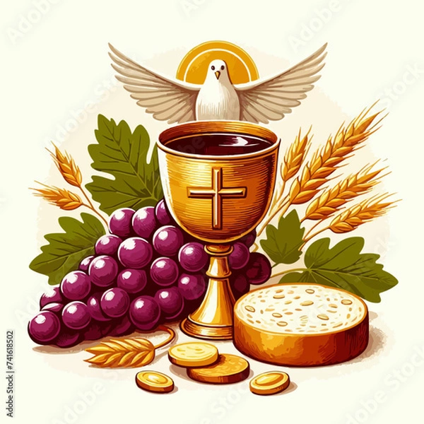Obraz golden Sacrament of the Eucharist Holy Communion Corpus Christi Monstrance vector