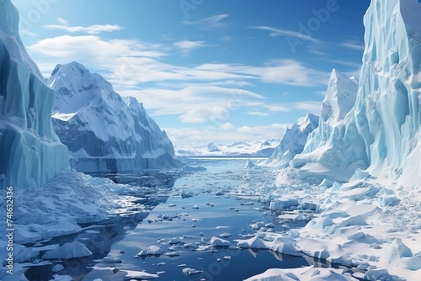 Fototapeta With a sense of urgency, an Antarctic glacier melts before our eyes, serving as a powerful visual representation of the dire consequences of unchecked global warming and climate change