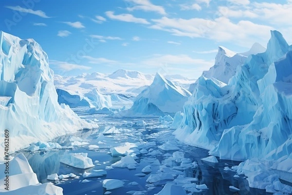 Fototapeta With a sense of urgency, an Antarctic glacier melts before our eyes, serving as a powerful visual representation of the dire consequences of unchecked global warming and climate change