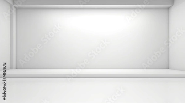 Obraz Abstract white studio background for product presentation. Empty room with shadows of window. Display product with blurred backdrop