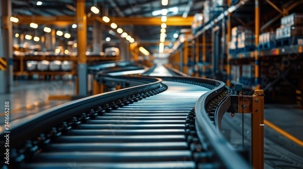 Obraz Automated Logistics. Capturing Conveyor Belt Efficiency in Action