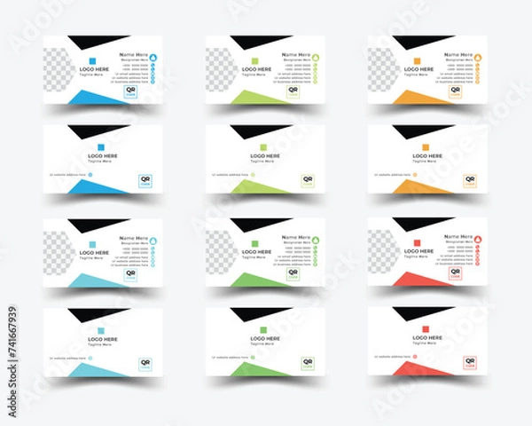 Obraz Business card design double sided, Visiting card , Business card for business and personal use, Vector illustration design, Unique business card design, Business card template, Corporate business card