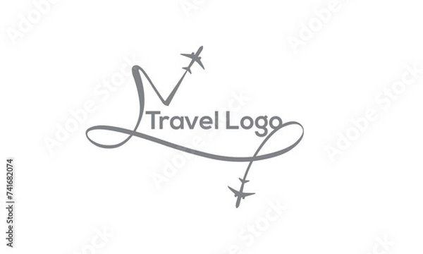 Obraz Letter N with Airplane Logo Design. Suitable for Tour and Travel, Start-up, Logistic, and Business Logo Template