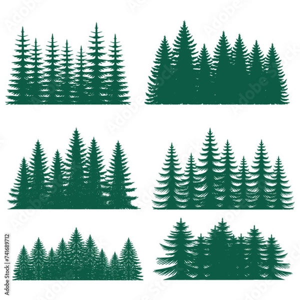 Obraz Pine tree silhouette element set collection